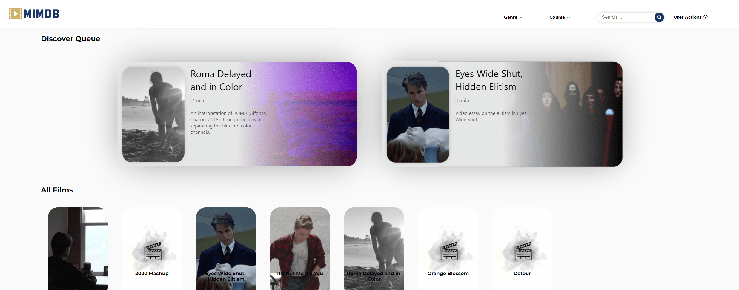 The homepage of the movie database